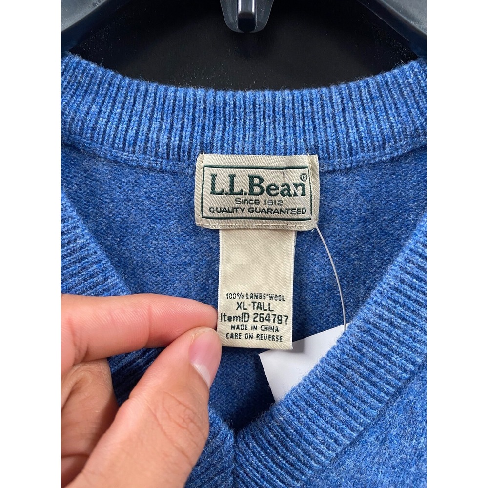 L.L. Bean Sweater Vest Mens XXL Tall 2XLT 100% Lambs‎ Wool Blue Golf Outdoor EUC - Picture 3 of 6